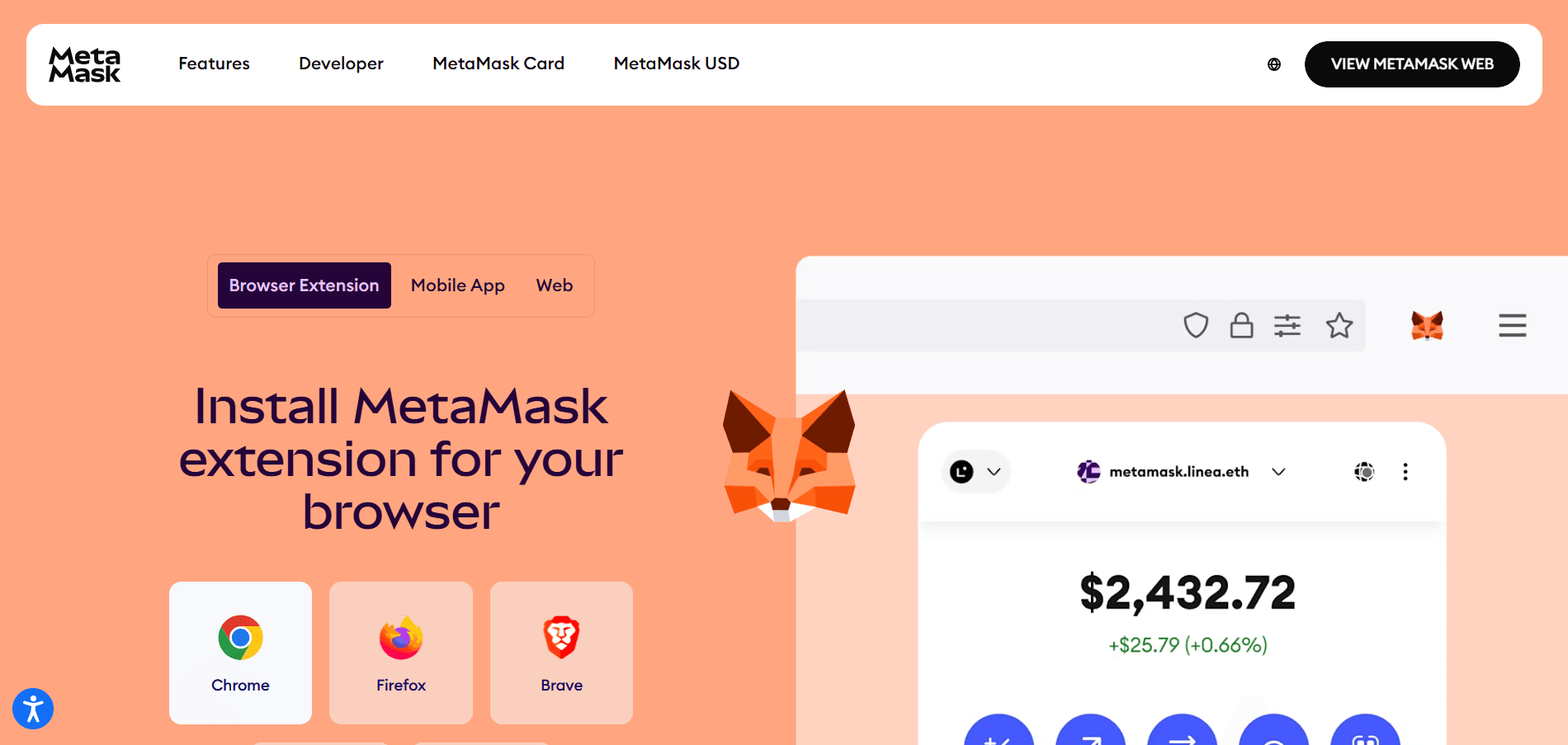 MetaMask create wallet screen